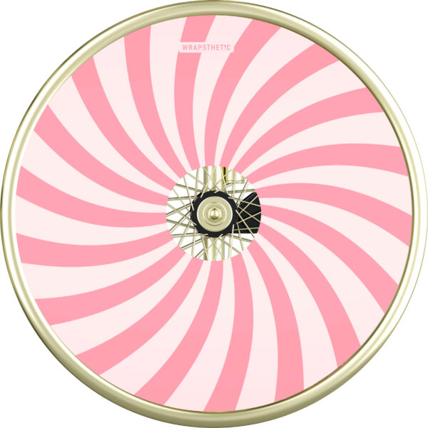 Wheelchair cover in candy pink spiral design